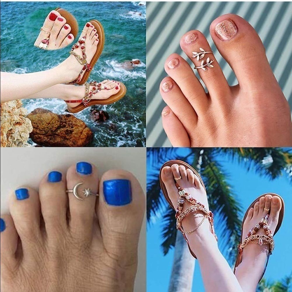 Silver Adjustable Open Toe Rings - Set of 12 - Picture 7 of 7